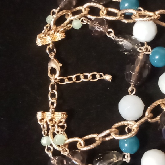 Boho 3 Layered glass beaded bracelet oval link chain. Nwot - Picture 3 of 3